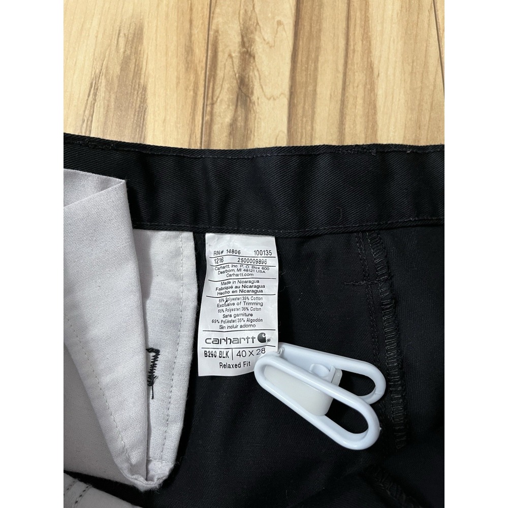 Carhartt Carpenter Twill Work Pants Mens 40x28 Black Relaxed Fit Straight B290 - Picture 3 of 8